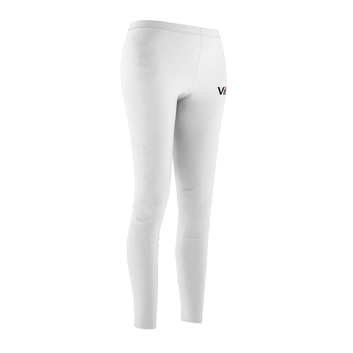 Vif Minimal Logo Women's Leggings — White Casual All-Over Print