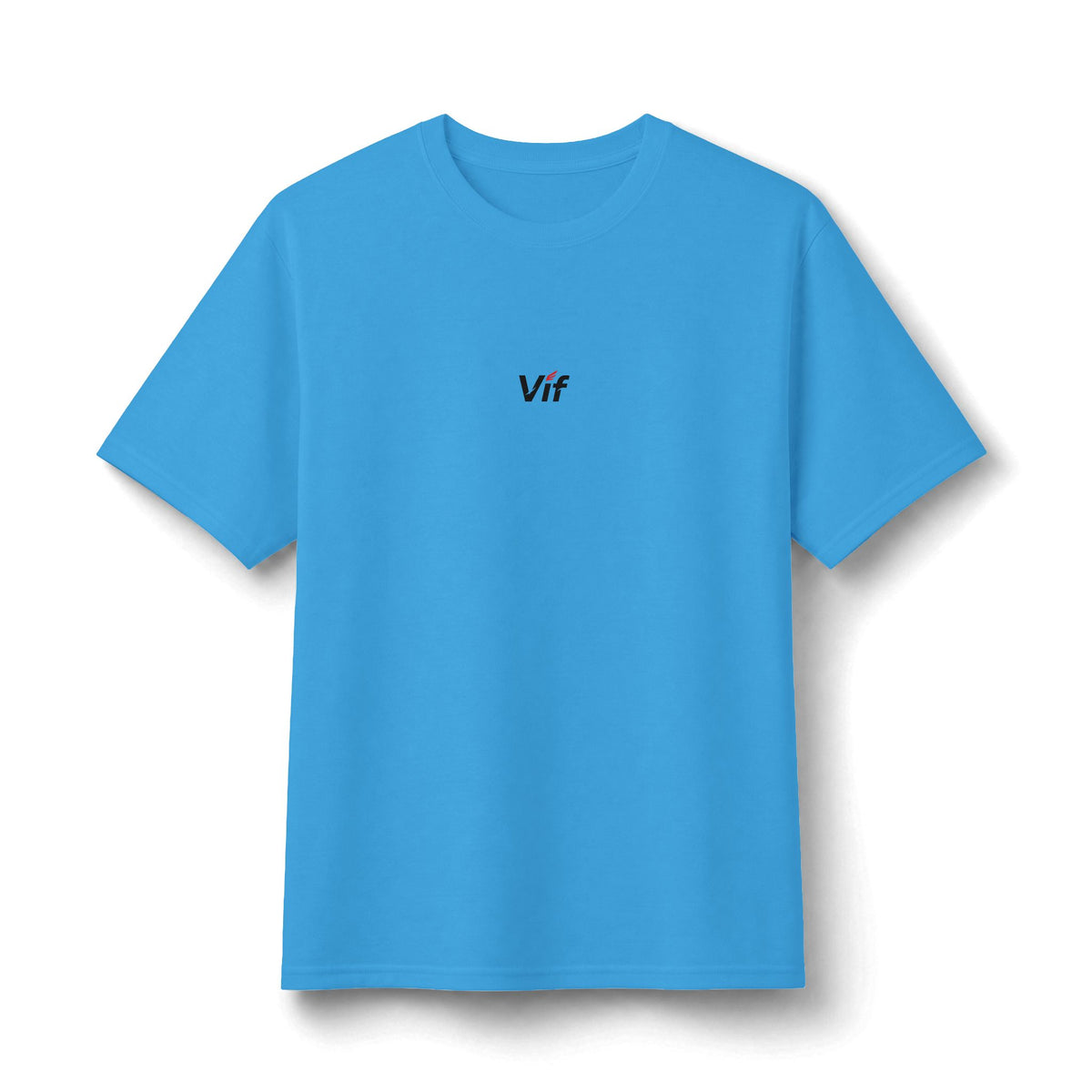 Vif Minimalist Tee — Small Chest Script on Orange Cotton-Poly T-Shirt