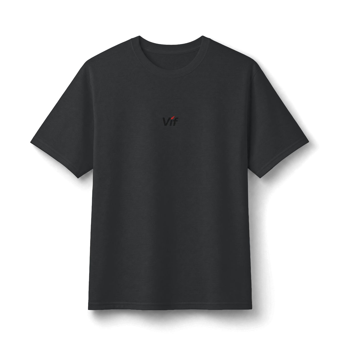 Vif Minimalist Tee — Small Chest Script on Orange Cotton-Poly T-Shirt