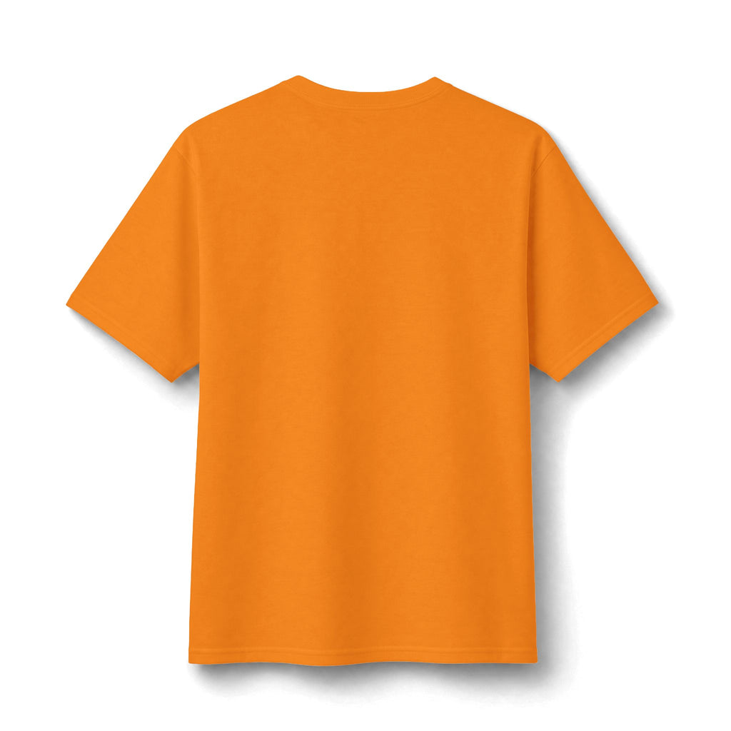 Vif Minimalist Tee — Small Chest Script on Orange Cotton-Poly T-Shirt