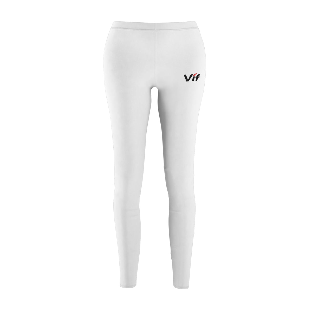 Vif Minimal Logo Women's Leggings — White Casual All-Over Print