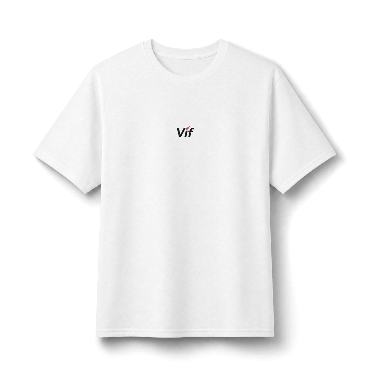 Vif Minimalist Tee — Small Chest Script on Orange Cotton-Poly T-Shirt