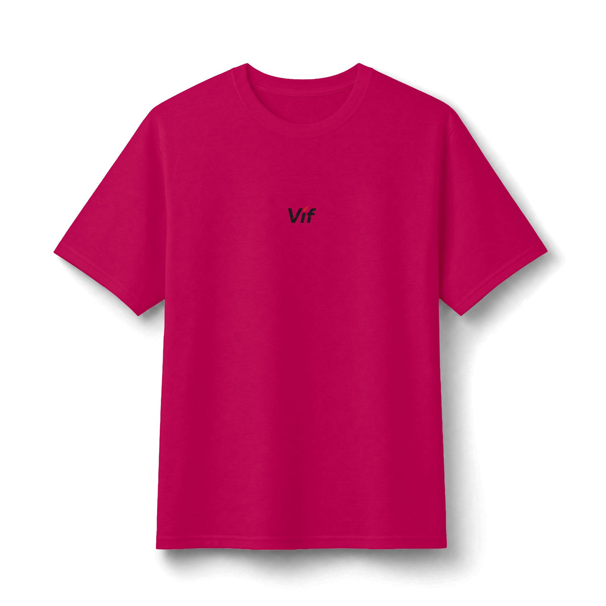Vif Minimalist Tee — Small Chest Script on Orange Cotton-Poly T-Shirt